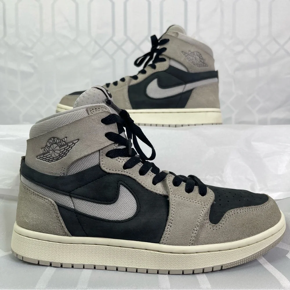 Jordan 1 High Zoom Air CMFT 2 Light Iron Ore Black Suede Sneaker Women's 9.5